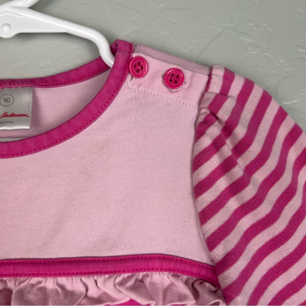 Hanna Andersson long sleeve pink dress with owl appliqué size 90 US 3 - Picture 5 of 16
